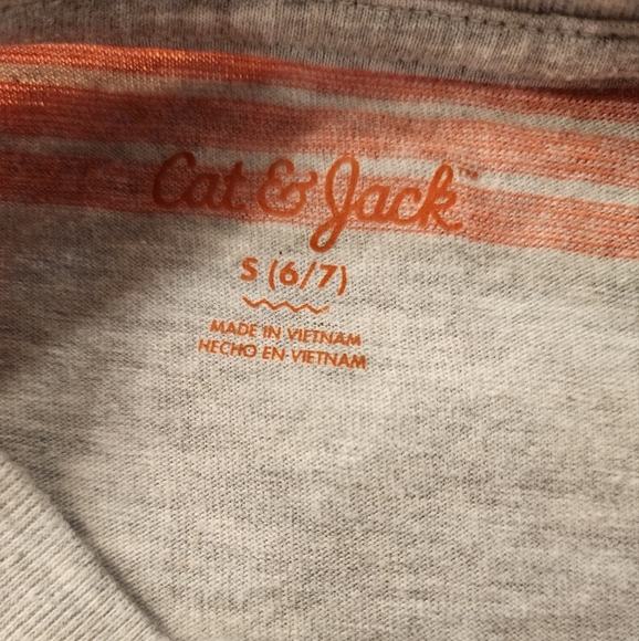 Kids Cat & Jack Striped Gray and Red Long Sleeve Shirt Size Small (6-7) - Picture 3 of 6